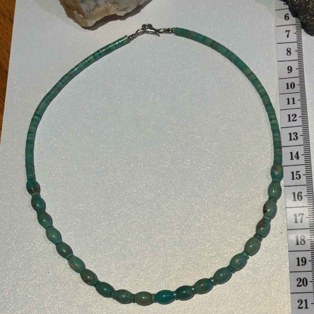 Natural Turquoise Stone Beaded Necklace With Hook Clasp